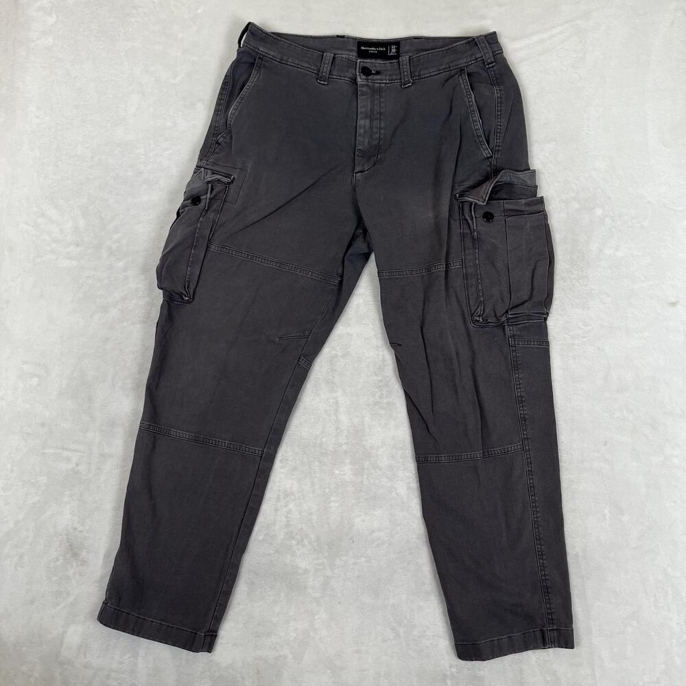 Abercrombie & Fitch Cargo Pants Mens 32x30 Gray Relaxed Fit Stretch Canvas